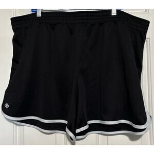 Zelos Women's Black with White Trim Elastic Waist Athletic Shorts Size 3X‎